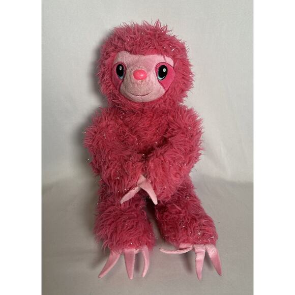 Build a Bear Sloth Pink Sparkle Glitter 18" Fuzzy Plush Animal BAB w/Tag - Picture 1 of 5